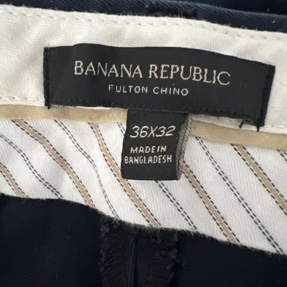 Banana Republic Men's Navy Fulton Chinos 36 x 32